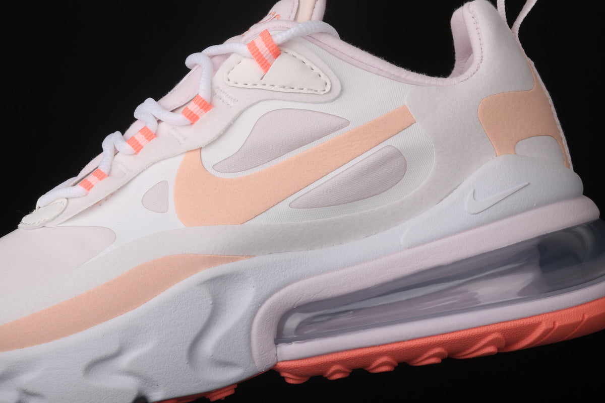 Nike Air Max 270 React in the Summit White/Crimson Tint colorway CJ0619-103