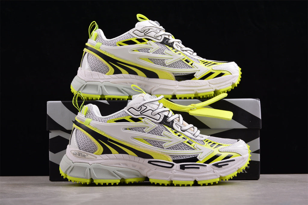 Off-White™ x Nike Zoom Vomero 5, Weiß/Neon-Gelb/Schwarz