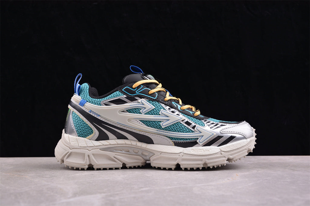 Off-White™ x Nike Terra Forma in the blue/green/silver colorway.