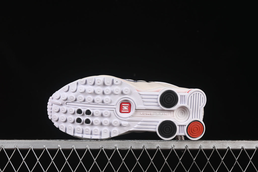 Nike Shox R4 • Upper Colors: White and beige with perforated