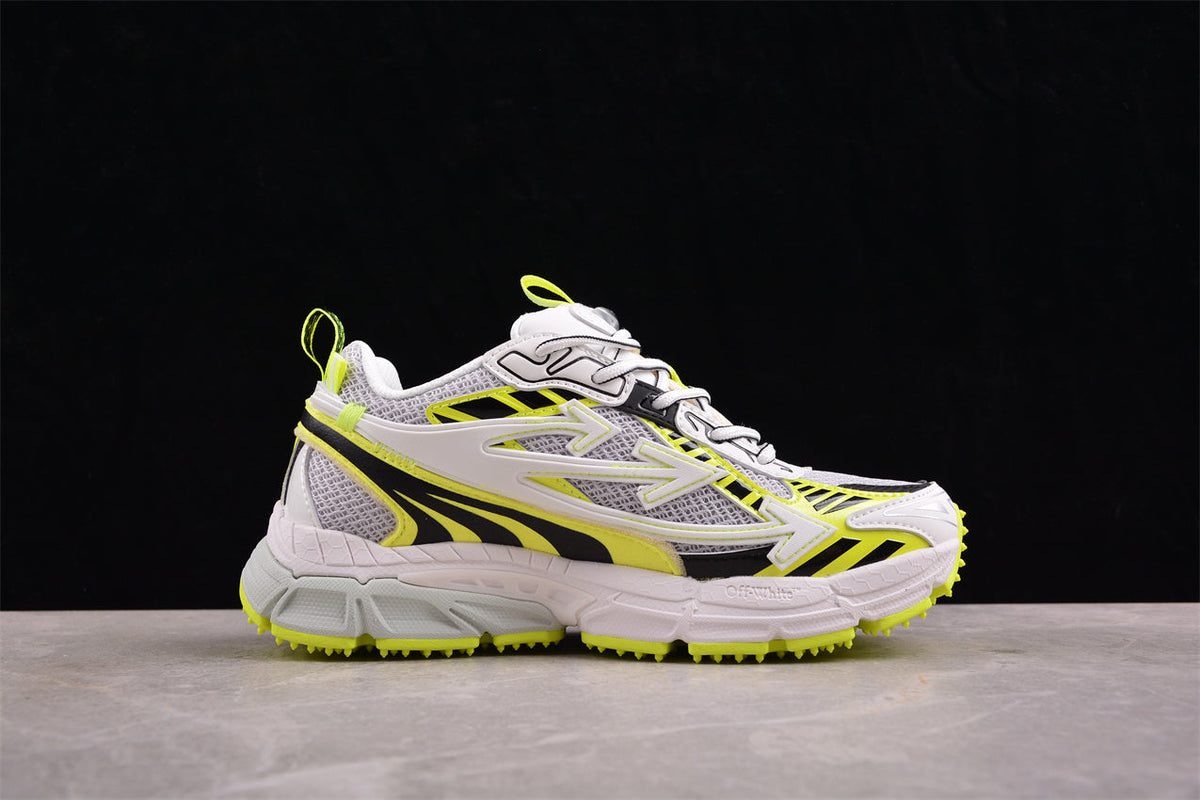 Off-White™ x Nike Zoom Vomero 5, Weiß/Neon-Gelb/Schwarz