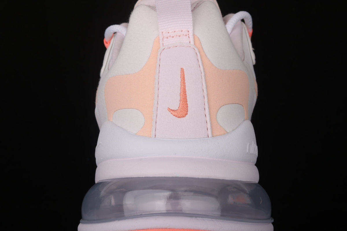 Nike Air Max 270 React in the Summit White/Crimson Tint colorway CJ0619-103