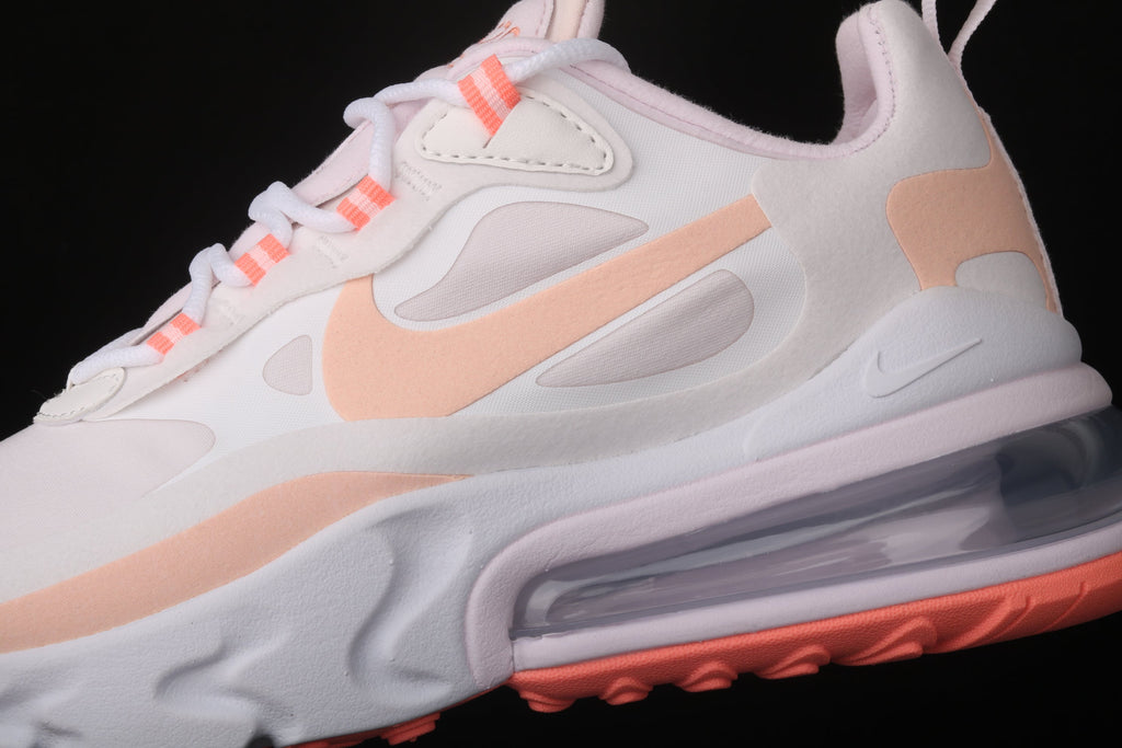 Nike Air Max 270 React in the Summit White/Crimson Tint colorway CJ0619-103