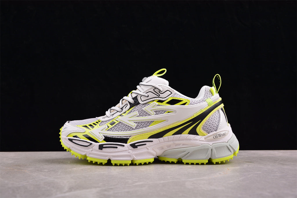 Off-White™ x Nike Zoom Vomero 5, Weiß/Neon-Gelb/Schwarz