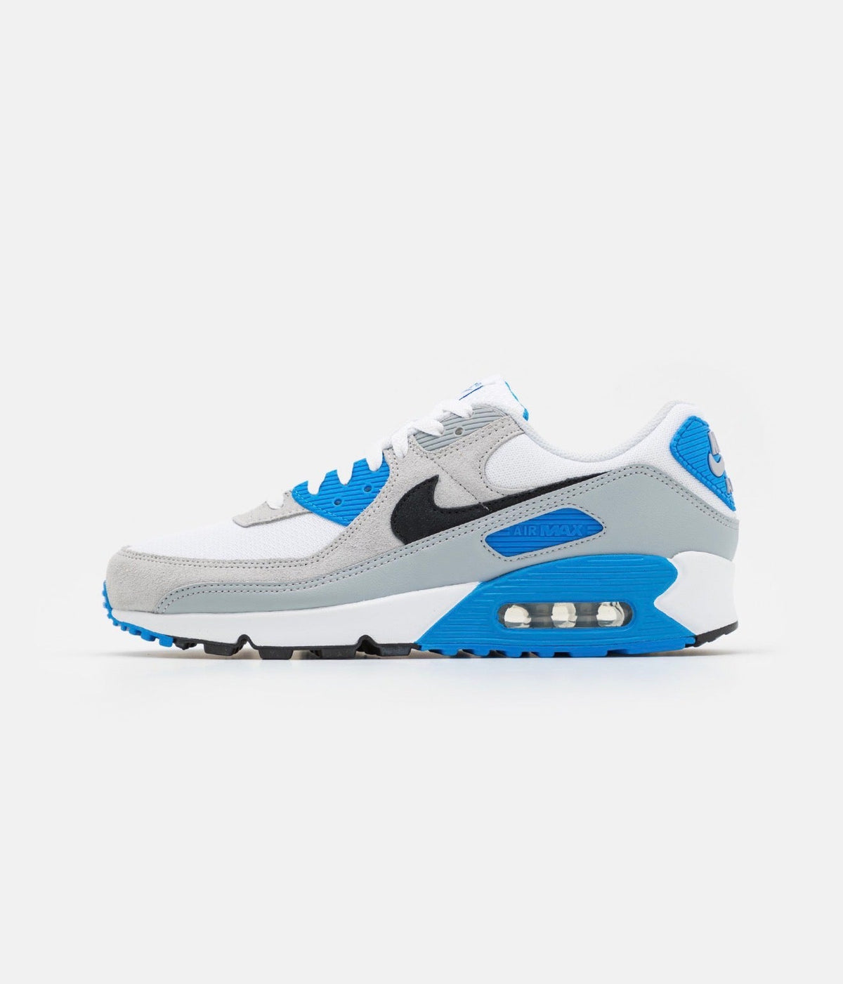 Nike Air Max 90 White Grey Blue, Classic Comfort Sneakers