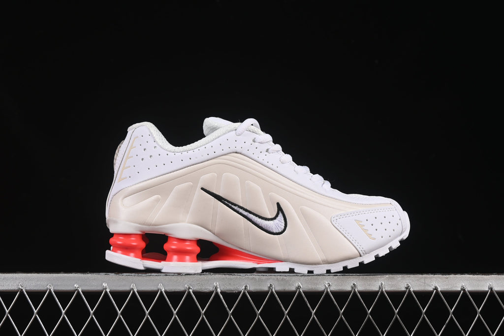 Nike Shox R4 • Upper Colors: White and beige with perforated