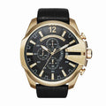 Diesel Mega Chief DZ4344, Gold Tone and Black Leather, view 1