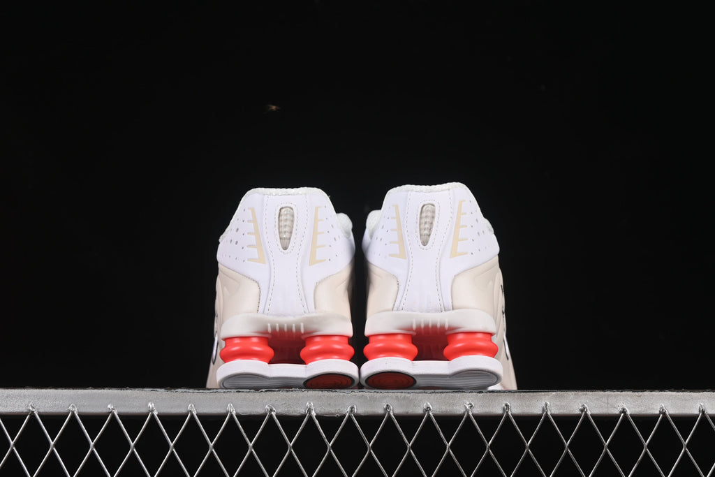 Nike Shox R4 • Upper Colors: White and beige with perforated