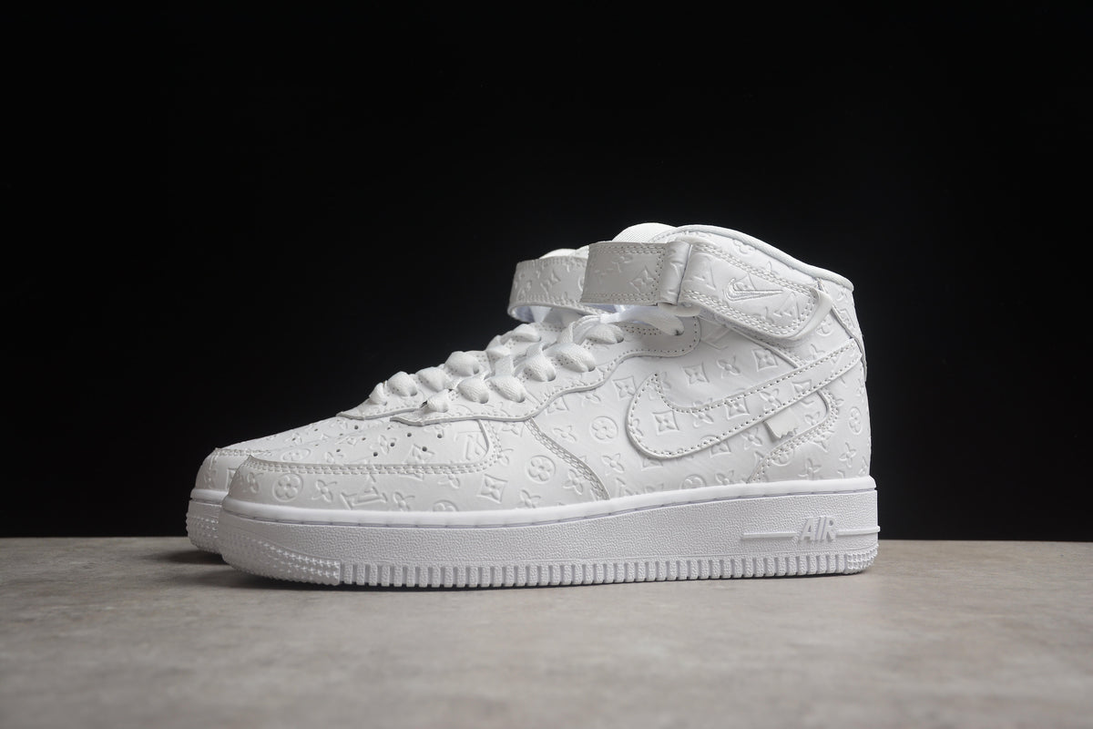 Louis Vuitton x Nike Air Force 1 Mid, All-White Monogram