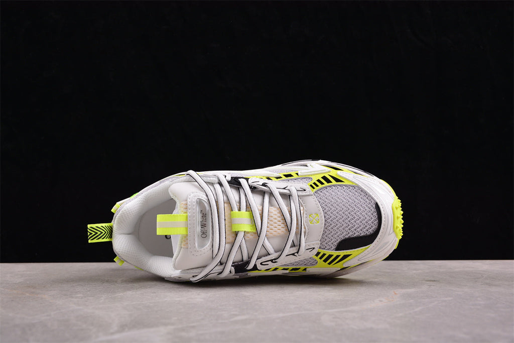 Off-White™ x Nike Zoom Vomero 5, Weiß/Neon-Gelb/Schwarz