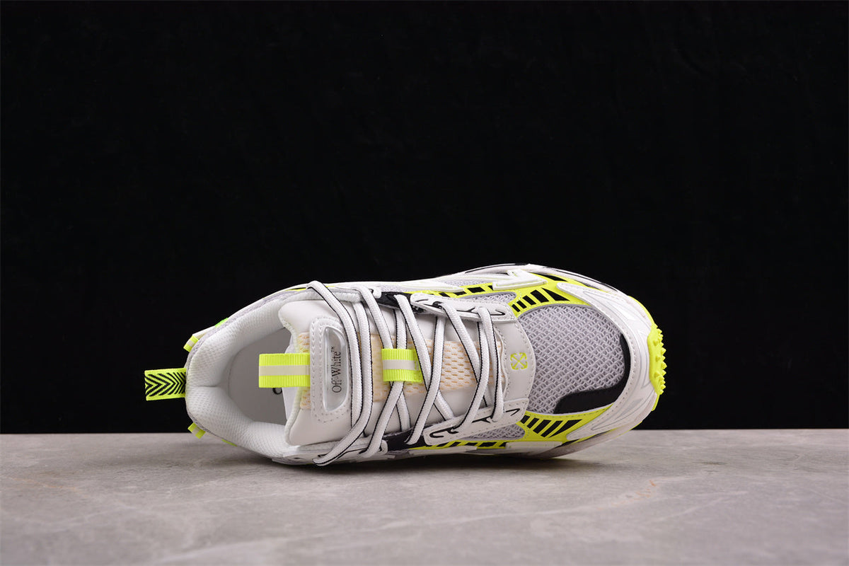 Off-White™ x Nike Zoom Vomero 5, Weiß/Neon-Gelb/Schwarz