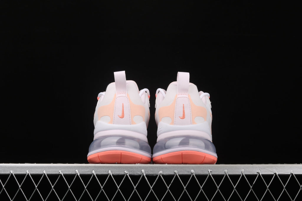 Nike Air Max 270 React in the Summit White/Crimson Tint colorway CJ0619-103