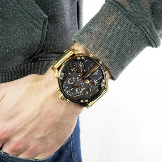 Diesel Mr. Daddy 2.0 DZ7333 Gold Chronograph Men’s Watch – Multi-Time Zone Luxury Timepiece” VLP.LIFE