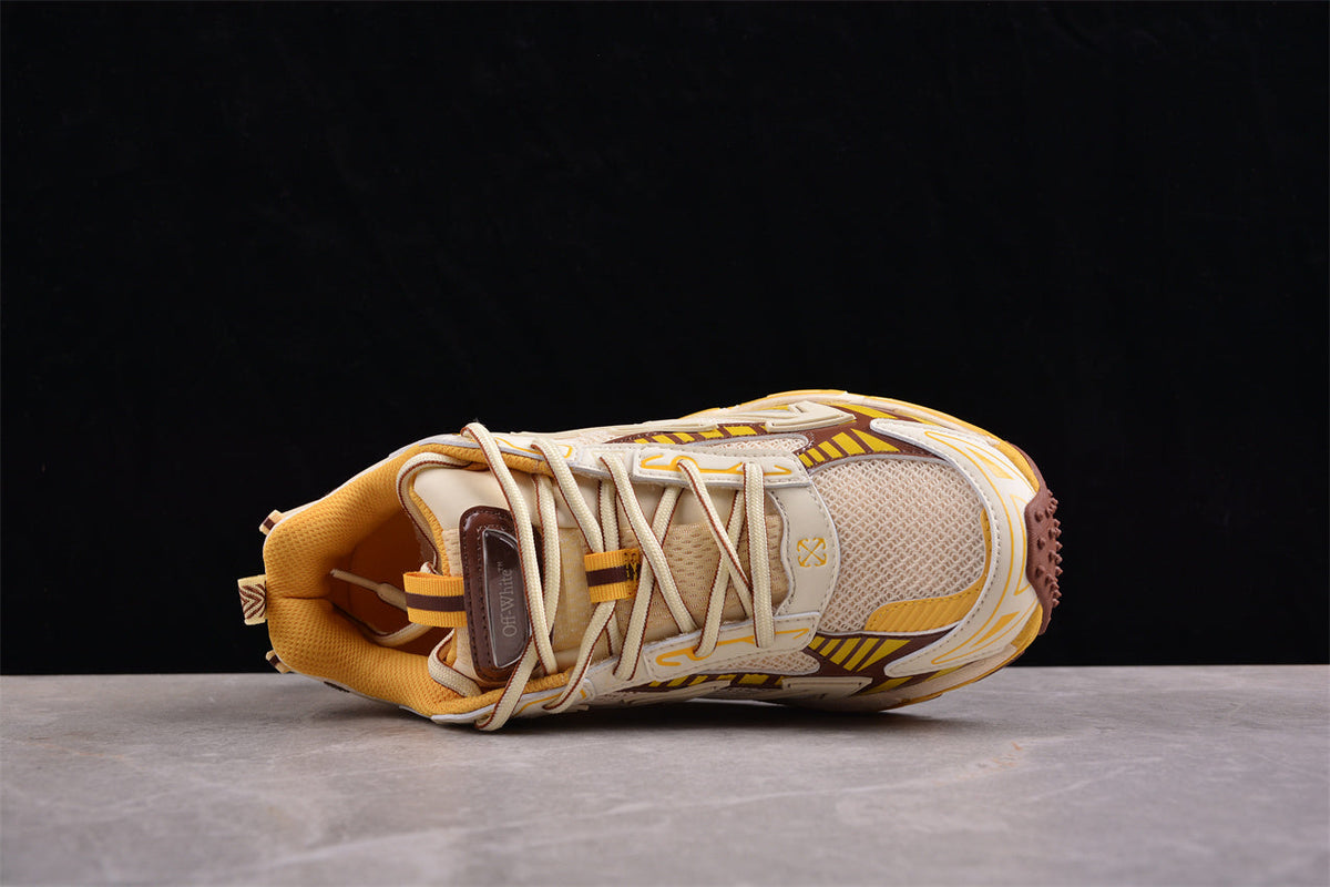 Off-White™ x Nike Zoom auffälligen Gelb-Braun-Beige-Farbschema