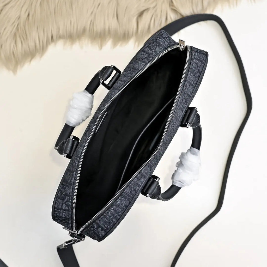 Dior Men’s Briefcase in Dior Oblique Jacquard). VLP.LIFE