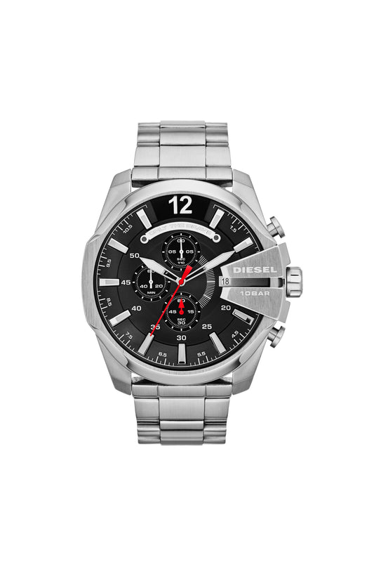 Diesel Mega Chief DZ4308, Silver Tone and Black, view 1