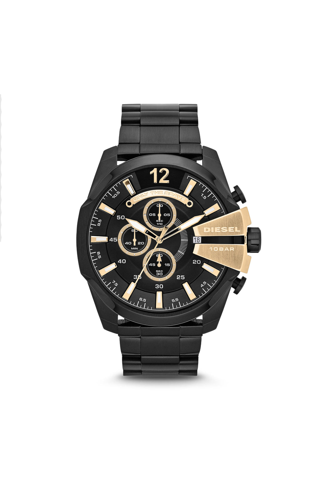Diesel Mega Chief DZ4338, Black and Gold Tone, view 1