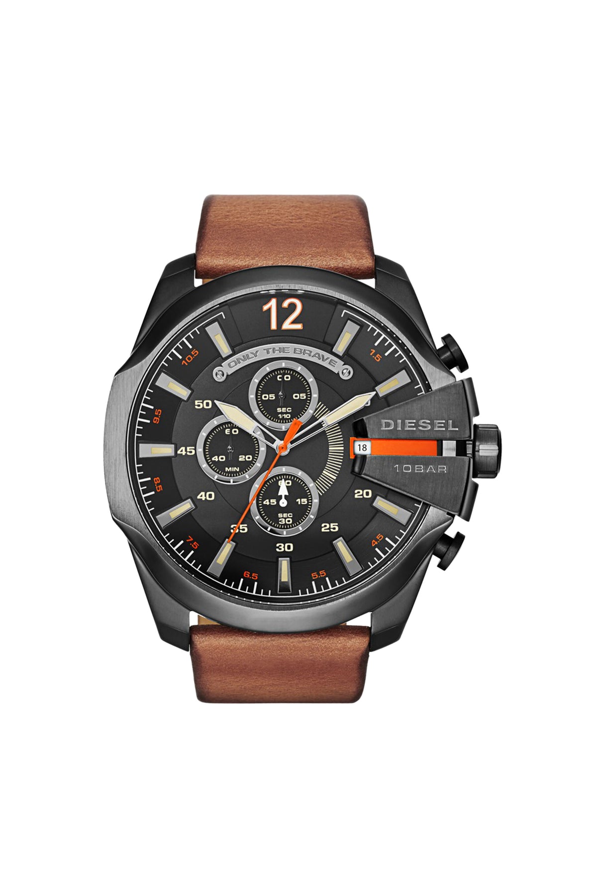 Diesel Mega Chief DZ4343, Gunmetal and Brown Leather, view 1