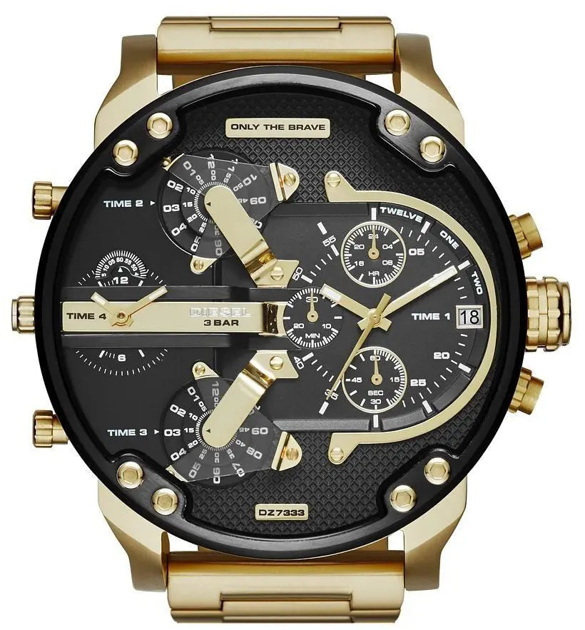 Diesel Mr. Daddy 2.0 DZ7333 Gold Chronograph Men’s Watch – Multi-Time Zone Luxury Timepiece” VLP.LIFE