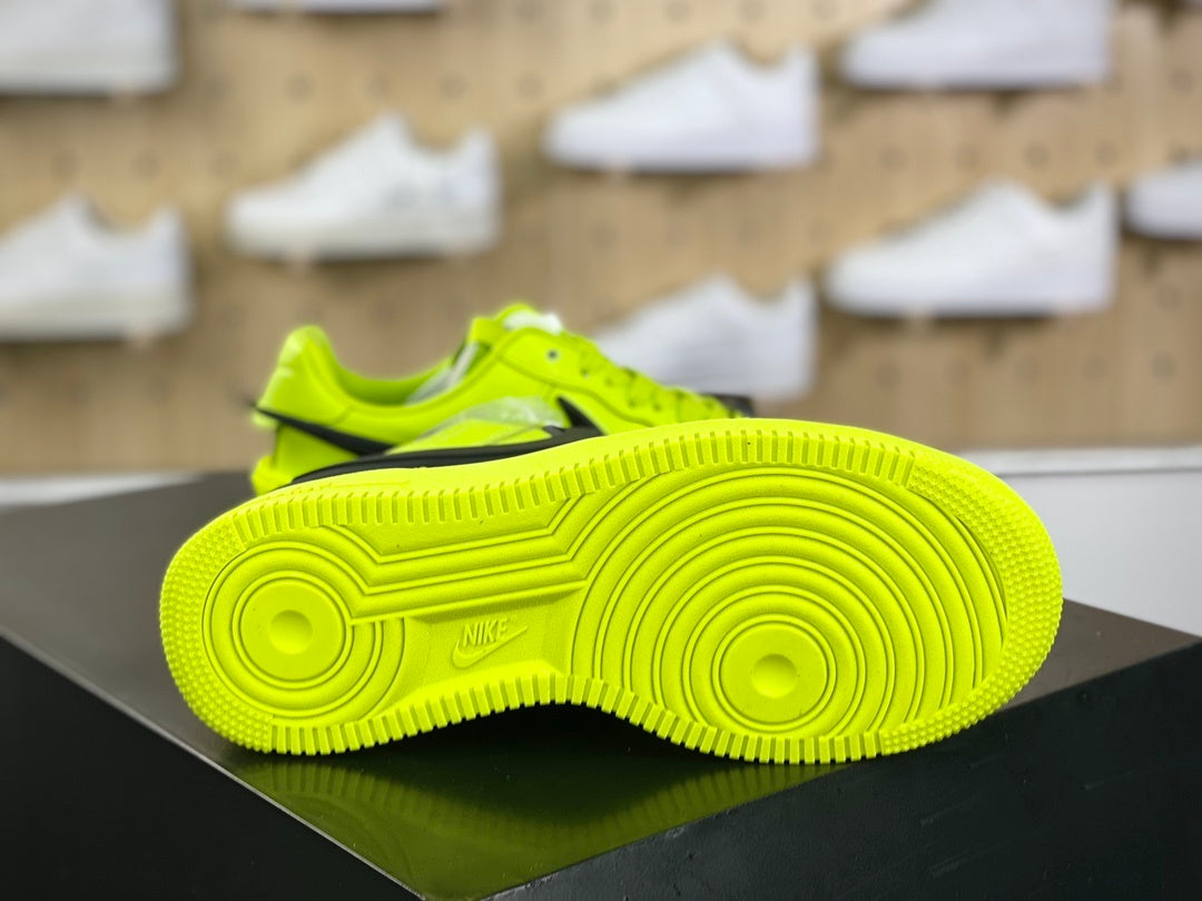 Neon yellow and black low-top sneakers with extended side detail, view 5