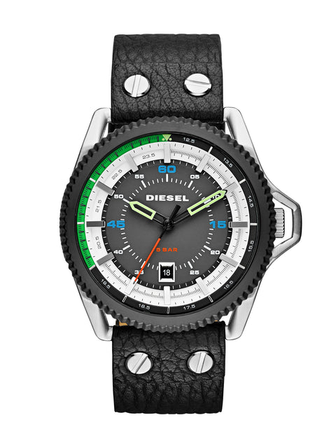 Diesel Rollcage DZ1717 Men's Watch, Gunmetal and Black Leather