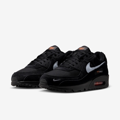 Nike Air Max 90 Mini Swoosh, Black / Metallic Cool Grey / Total Orange