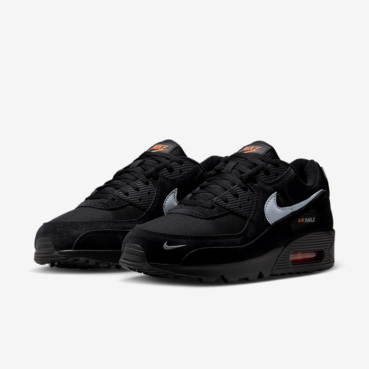 Nike Air Max 90 Mini Swoosh, Black / Metallic Cool Grey / Total Orange