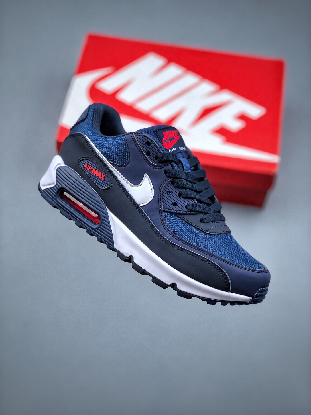 Nike Air Max 90, Midnight Navy and University Red | AJ1285-403