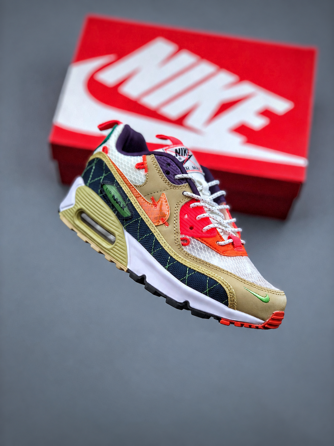 Nike Air Max 90 Trail, Tan Orange and Navy